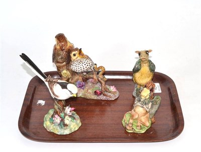 Lot 45 - Two Royal Crown bird figures and two Beswick 'Alice Series' figures (4)