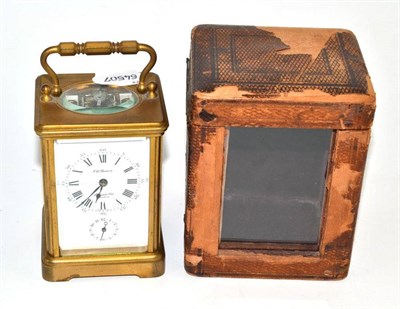 Lot 56 - Brass carriage clock in hinged case