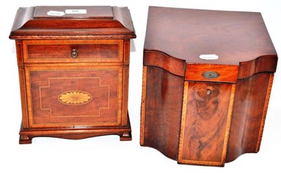 Lot 95 - Apprentice inlaid cabinet with single drawer and a converted knife box (2)