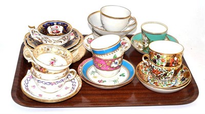 Lot 106 - Eleven 19th century cabinet cups and saucers including Spode
