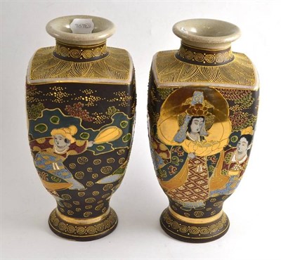 Lot 182 - Pair of Japanese Satsuma vases, 30cm high