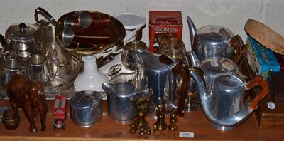 Lot 215 - A Picquot ware tea and coffee service, plated ware and a Wm Gilpin drill set