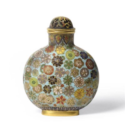 Lot 168 - A Chinese Cloisonné Enamel Snuff Bottle and Cover, Qianlong (1736-1795), of flattened round...