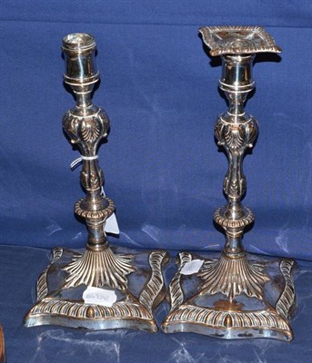 Lot 239 - A pair of 18th century Sheffield plate candlesticks