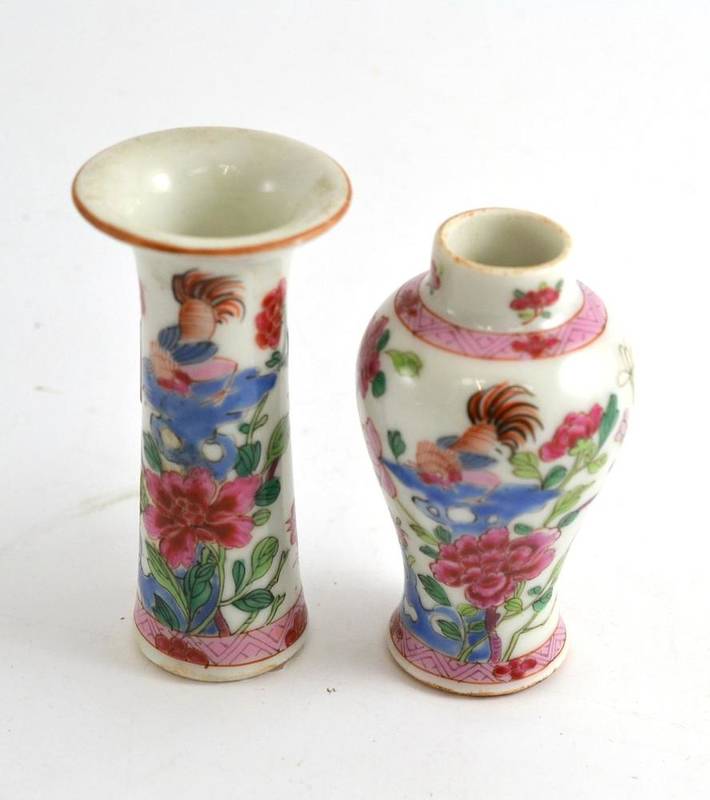 Lot 244 - Two small famille rose enamel vases