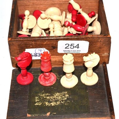 Lot 254 - Carved ivory chess set (boxed)