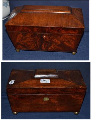 Lot 269 - 19th century mahogany tea caddy and a 19th century rosewood tea caddy