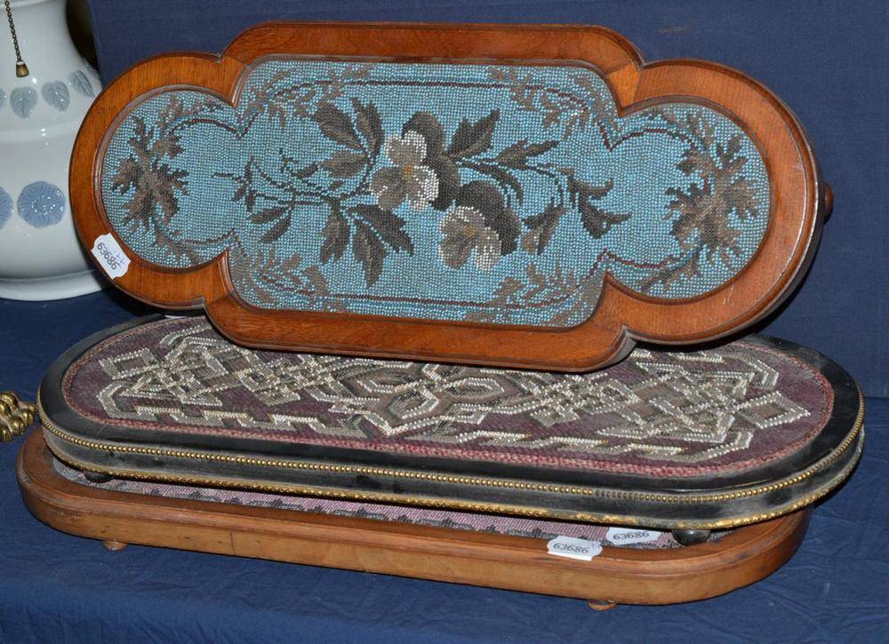 Lot 283 - Three Victorian trays with bead and woolwork inserts (3)