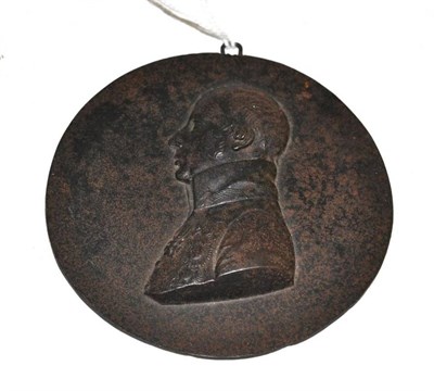 Lot 287 - A Continental steel silhouette plaque of a nobleman or officer wearing badges of office