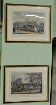 Lot 320 - Pair of colour prints, Royal Hunt and His majesty King George II Arthur Ackerman, labels to verso