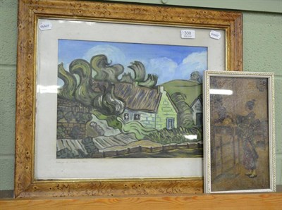 Lot 330 - After Van Gogh (20th century), 'Cottages at Cordeville France', oil on board, together with a...