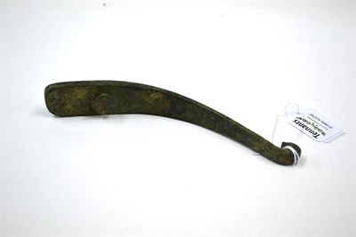 Lot 178 - A Chinese Bronze Belt Hook, probably Warring States period, with animal mask terminal and...