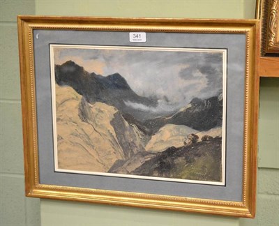 Lot 341 - Cecil Arthur Hunt, RWS, RBA (1873-1965) ";Snowdonia";, signed watercolour with scratching out, 29cm