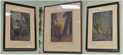 Lot 361 - Three framed pastels tree studies at Burham signed W.Redworth