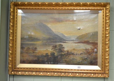 Lot 363 - 19th century river landscape with shepherd and sheep, oil on canvas