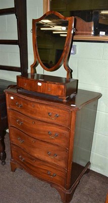 Lot 369 - Reproduction mahogany small chest and a mahogany toilet mirror