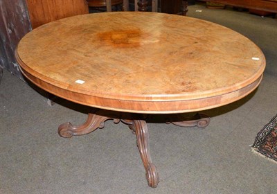 Lot 388 - Victorian burr walnut flip top dining table with carved legs