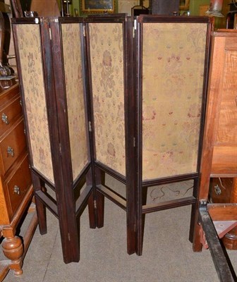 Lot 396 - Four fold mahogany screen
