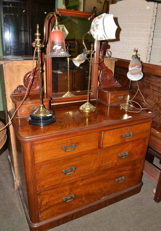 Lot 398 - Victorian walnut mirror dressing chest