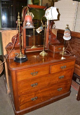Lot 398 - Victorian walnut mirror dressing chest