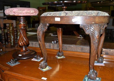 Lot 404 - Rosewood piano stool and an oval stool