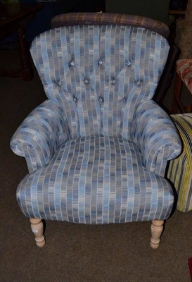 Lot 434 - Occasional chair in blue stripe pattern by GP & J Baker