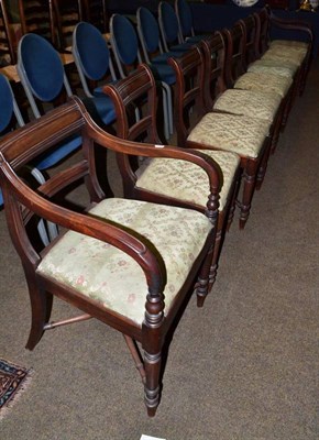 Lot 448 - Set of eight mahogany rail-back dining chairs including two carvers
