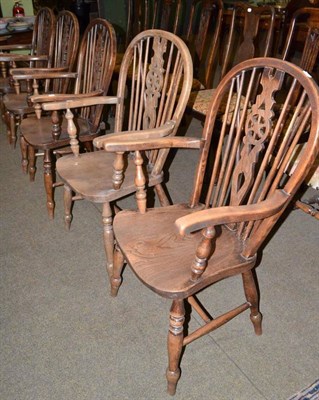 Lot 460 - Composite set of five oak and elm Windsor armchairs