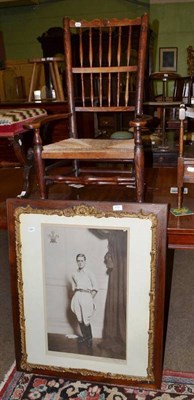 Lot 474 - Country chair with rush seat and a framed photographic print the Duke of Windsor (2)