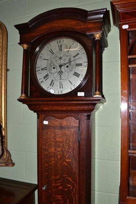 Lot 513 - A 19th century oak eight day longcase clock, the silvered dial inscribed 'Thos Smith, Sheffield'