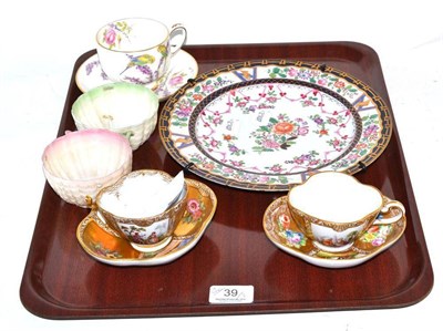 Lot 39 - Two Meissen cabinet cups and saucers, a Samson porcelain plate, two silver topped canes etc