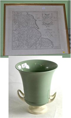 Lot 57 - Framed map and a Wedgwood vase