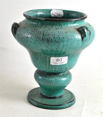 Lot 80 - H.A.Kahler pottery vase, green glaze, incised HAK, and impressed Danmark, 21cm