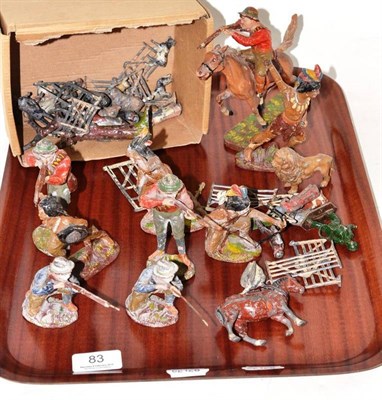 Lot 83 - A collection of assorted painted lead farm animals and a quantity of Omh Elastolin American...