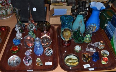 Lot 86 - Two trays of assorted glass sculptures and paperweights