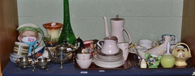 Lot 95 - Two character jugs, Beswick and Royal Doulton, tea bowl and saucer, Maling ware, Pooleware part...