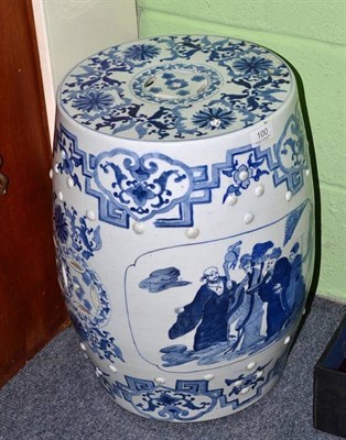 Lot 100 - A 20th century Chinese blue and white garden seat, 49cm high