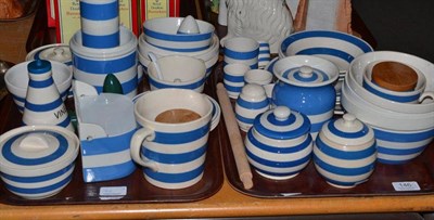 Lot 146 - Assorted T & G Green blue and white striped kitchen ware and other makers