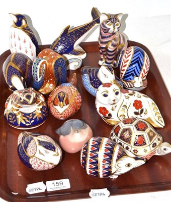 Lot 159 - Thirteen assorted Royal Crown Derby paperweights, including cat, frog, hedgehog, snake etc also...