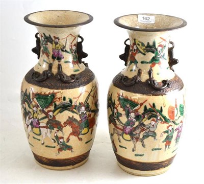 Lot 162 - A pair of Chinese crackle glaze vases
