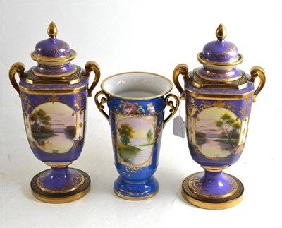 Lot 164 - A pair of Noritake vases and covers and another
