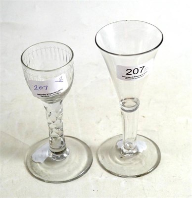 Lot 207 - A late 18th century facet cut cordial glass and another (2)