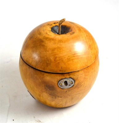 Lot 208 - Fruitwood tea caddy with the form of an apple