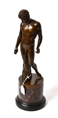 Lot 230 - After the Antique: Antinous, Bronze, 19th century, the nude figure gazing pensively downwards...