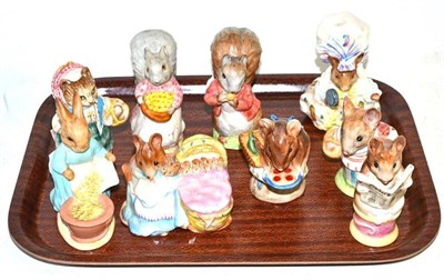 Lot 237 - Nine Beswick Beatrix Potter figures, all BP2a comprising: Cecily Parsley, Cousin Ribby, Hunca...