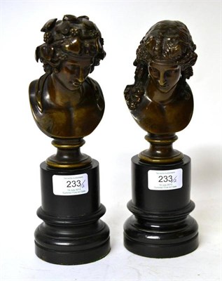 Lot 233 - After the Antique: Dionysus, Bronze, Italian, 2nd half 19th century, modelled with a grape vine...