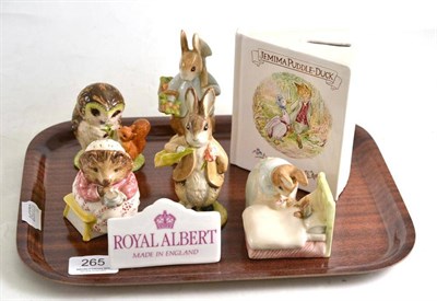 Lot 265 - Five Beswick Beatrix Potter figures all BP10a: Peter In Bed, Benjamin Ate A Lettuce Leaf, Peter...