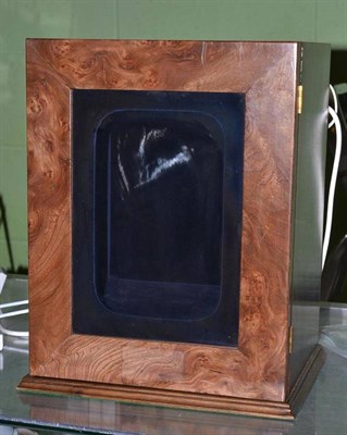 Lot 288 - Glazed walnut illuminated display case, velvet lined