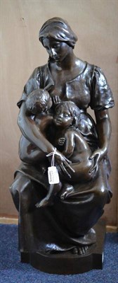 Lot 236 - Paul Dubois (French 1829-1905): A Bronze Group  "La Norice ", a mother suckling a child,...