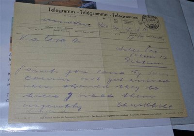 Lot 306 - Churchill (Winston S.)  Telegram dated 5th January 1948, sent by Winston Churchill to his...